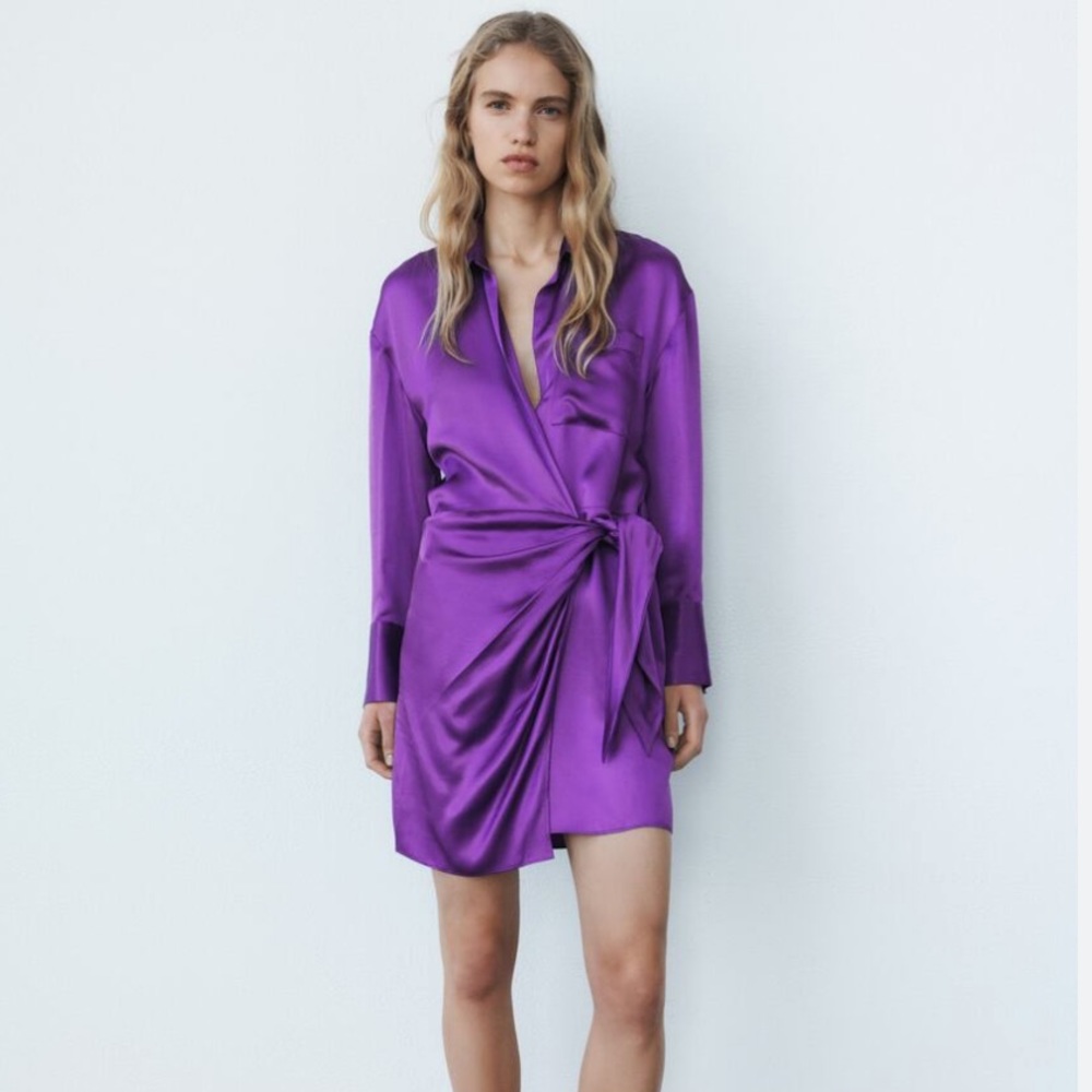Zara silk purple dress